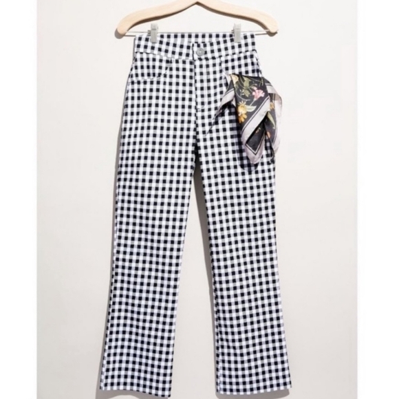 Free People Florence Checkered Crop Flare Pants - Picture 1 of 10